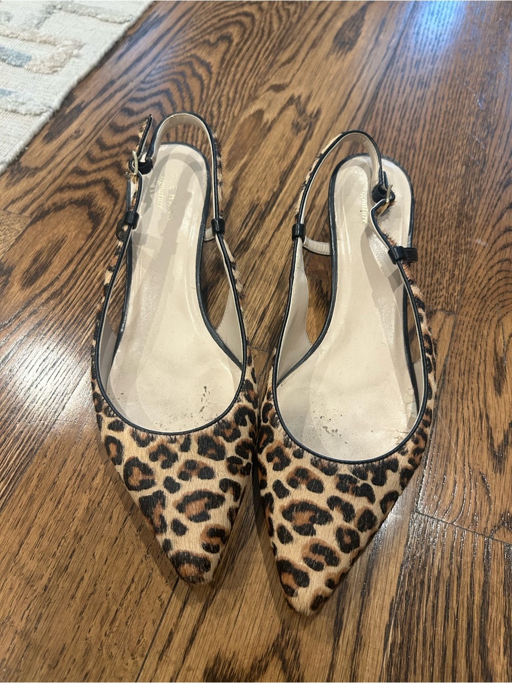 Cole Haan Leopard Print Pointed Slingback Flats - Tan & Black